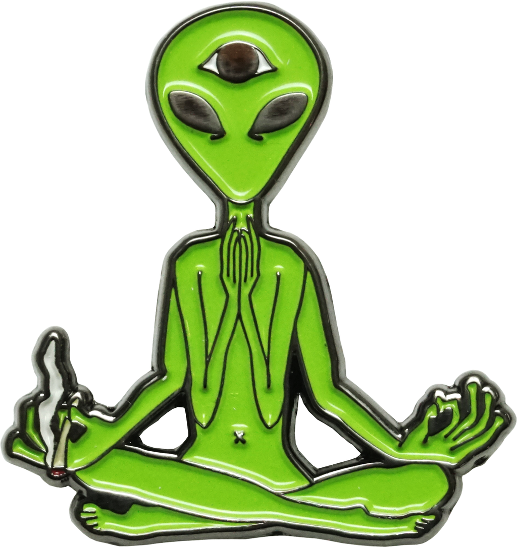 Square Deal Recordings & Supplies - Enamel Pin - Alien - Zen With Third Eye - Sci Fi UFO Fun