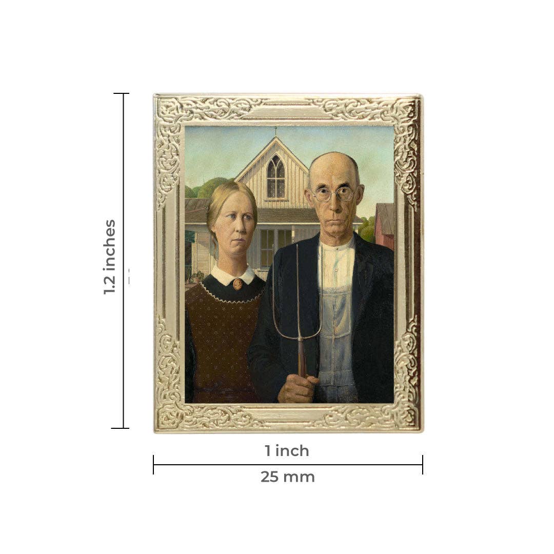 Real Sic - American Gothic by Grant Wood Art Frame Pin Museum Souvenir