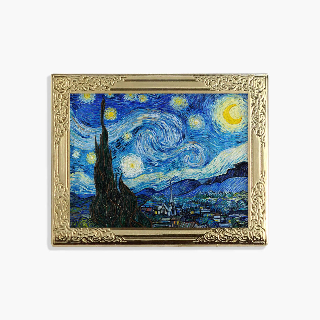 Real Sic - Art Frame Enamel Lapel Paint Pin - Starry Night By Van Gogh