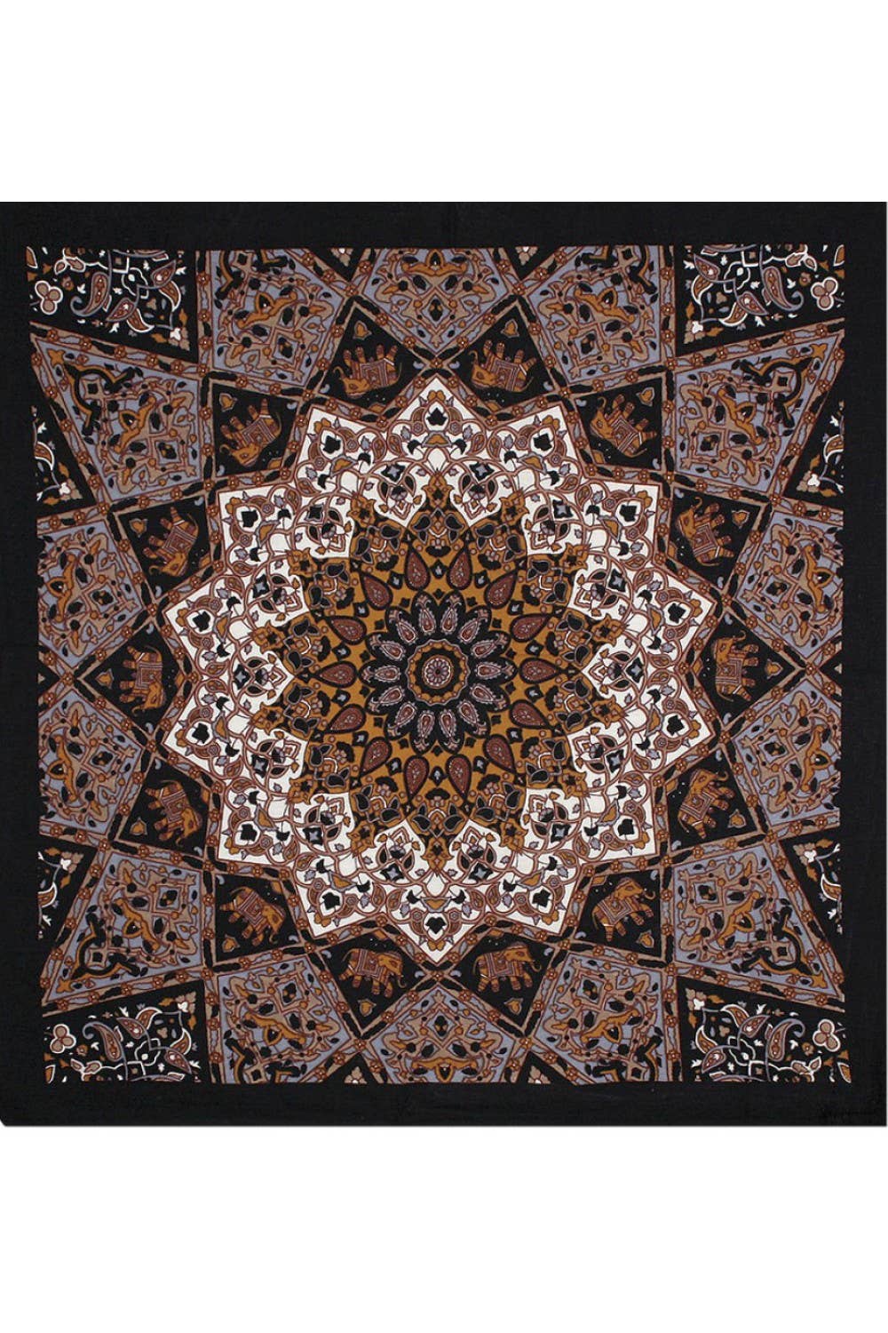 India Star #9 Bandana Brown, Tan & Gray  22x22