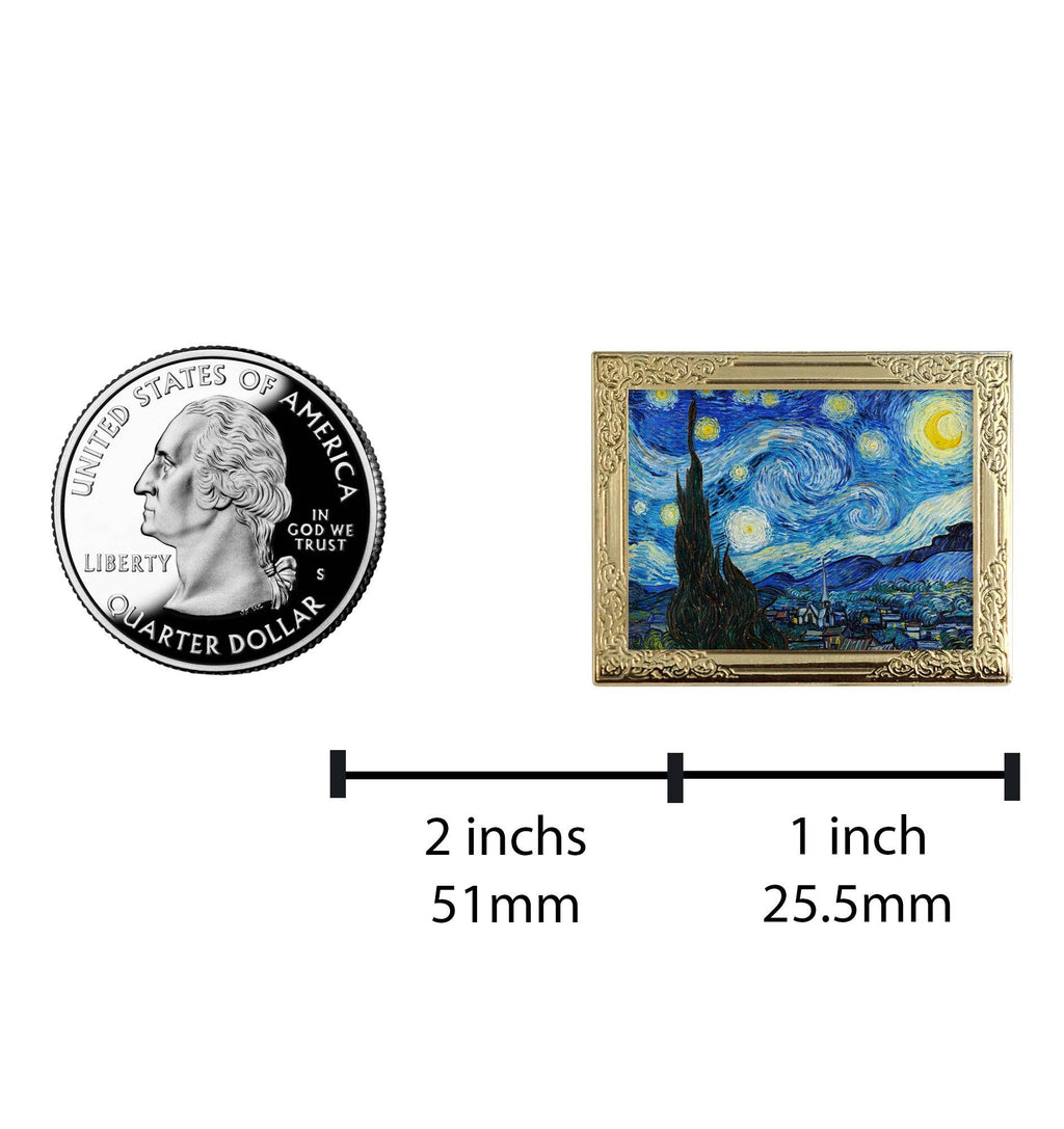 Real Sic - Art Frame Enamel Lapel Paint Pin - Starry Night By Van Gogh
