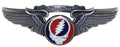 Grateful Dead SYF Skull Pilot Pin Rockwings 2 Sizes