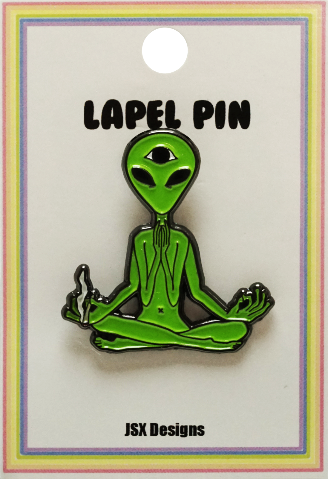 Square Deal Recordings & Supplies - Enamel Pin - Alien - Zen With Third Eye - Sci Fi UFO Fun