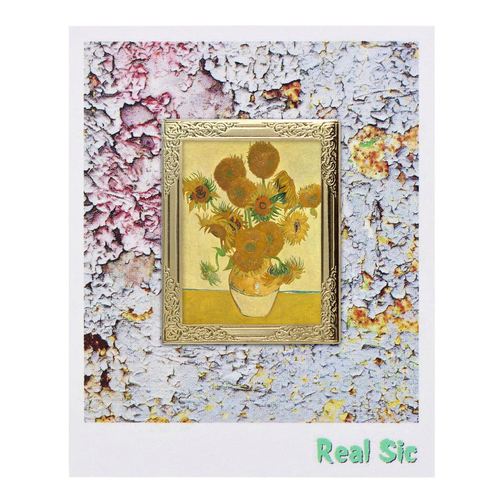 Real Sic - Art Frame Enamel Lapel Paint Pin - Sunflowers (1888)