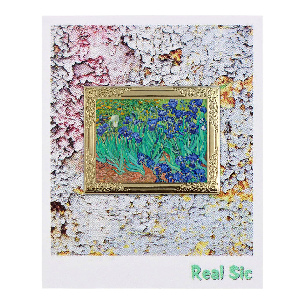 Real Sic - Art Frame Enamel Lapel Paint Pin - Irises (1889) By van Gogh