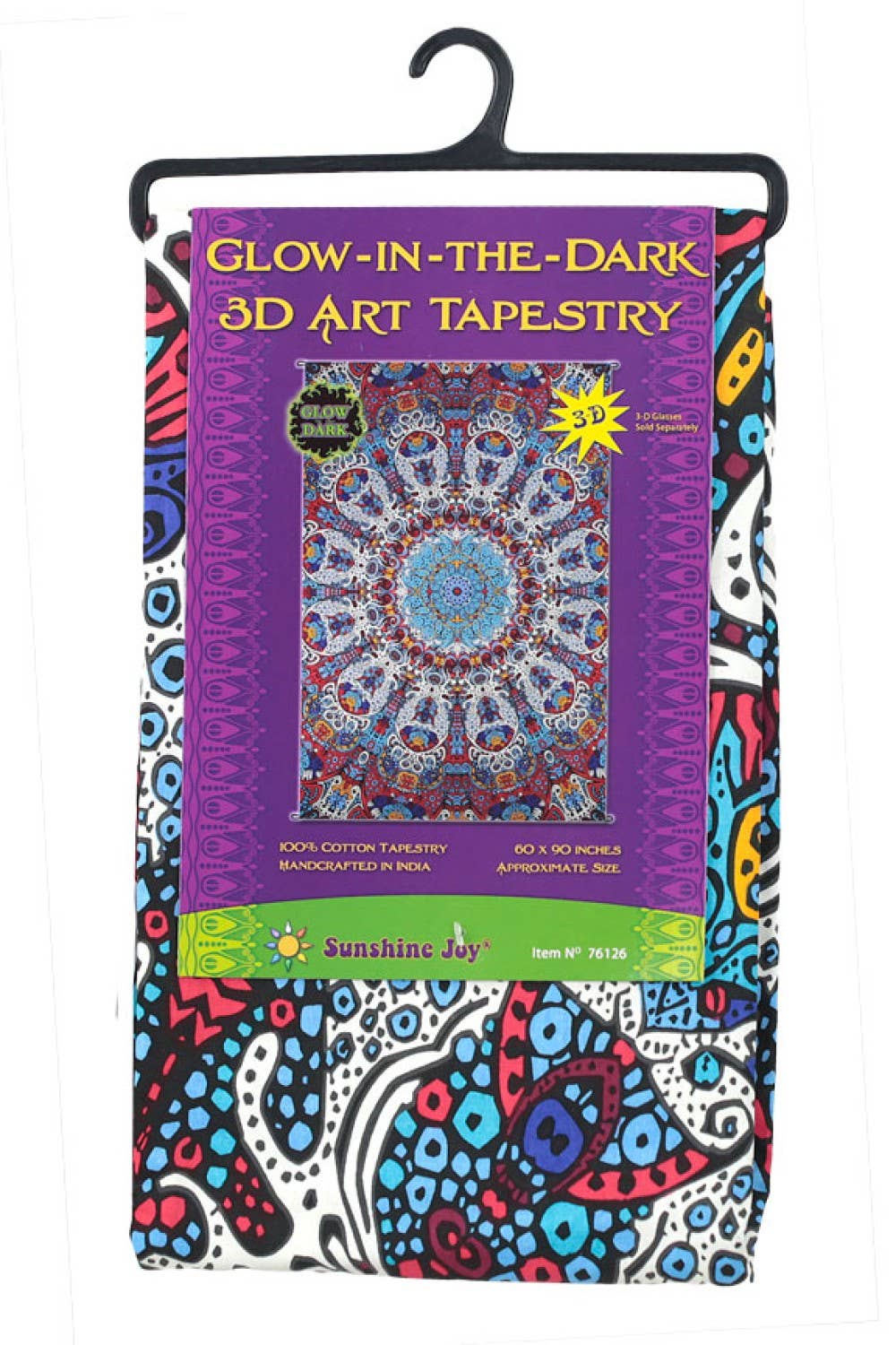 3D Glow in the Dark Sunburst Tapestry