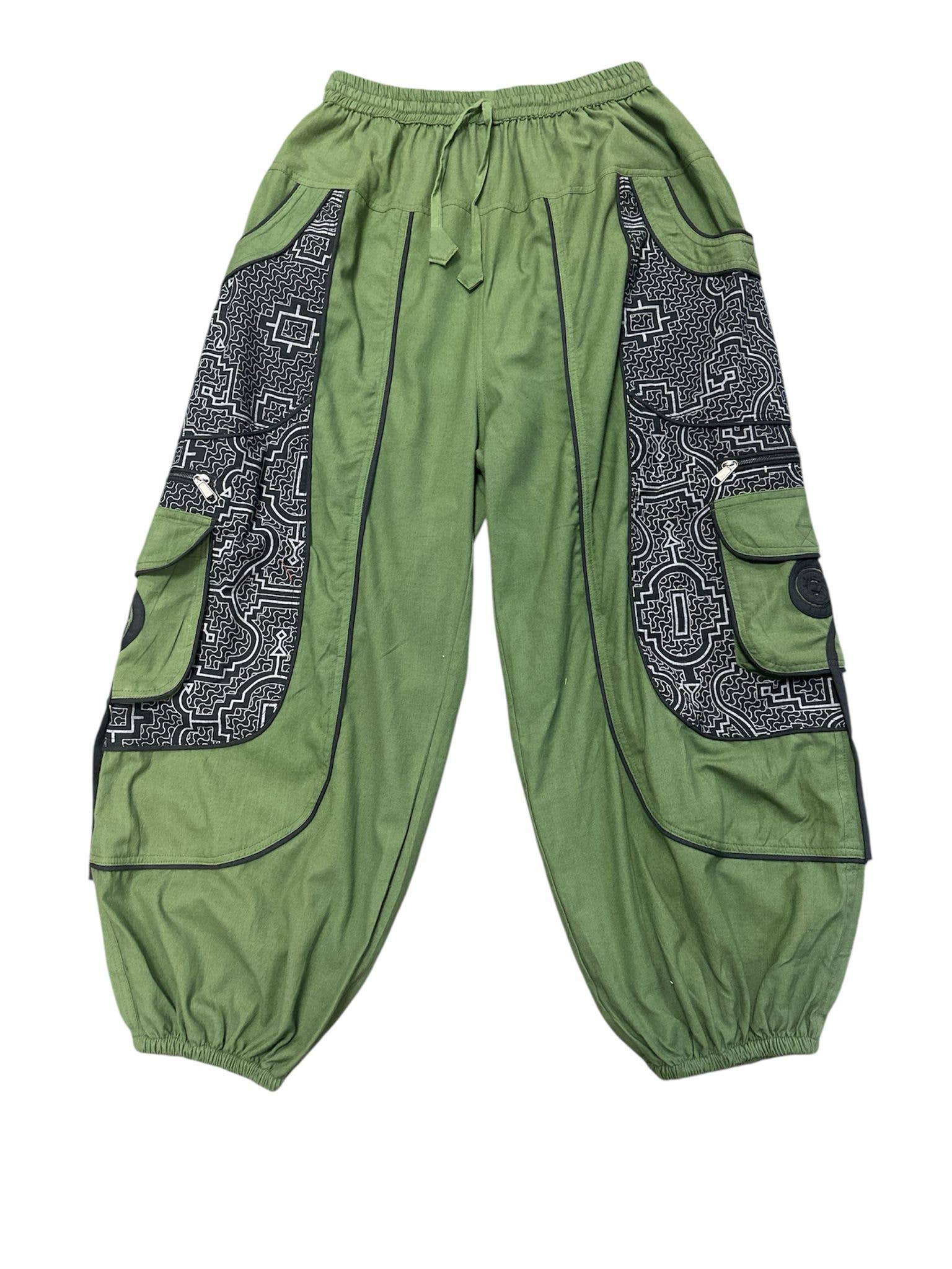 Emb Pocket Green Himalaya Boho Pant