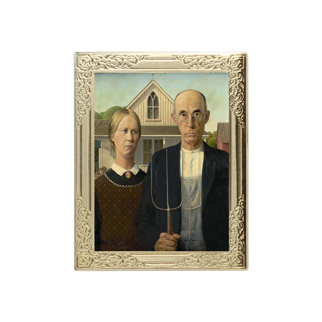Real Sic - American Gothic by Grant Wood Art Frame Pin Museum Souvenir