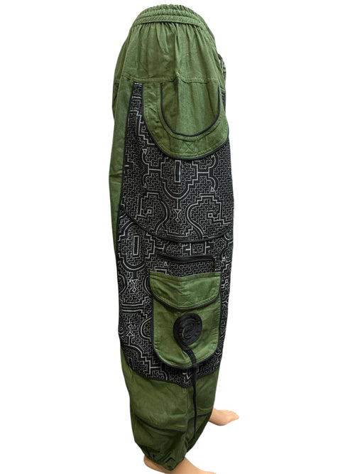 Emb Pocket Green Himalaya Boho Pant